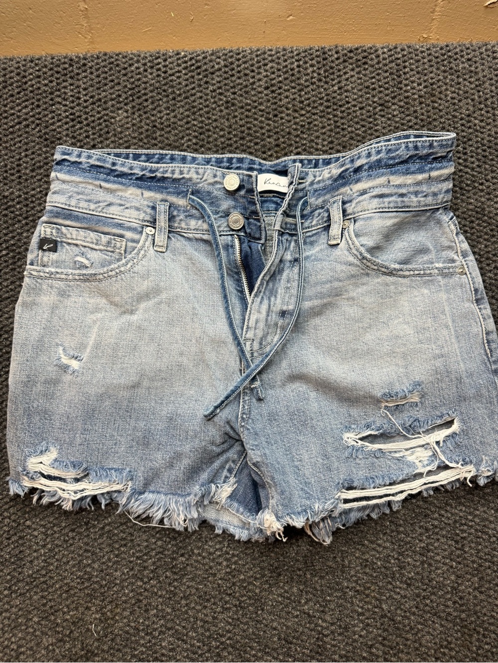 KanCan Light Wash Distressed Denim Jean Shorts - Light Blue